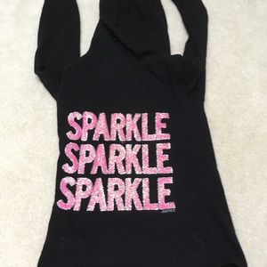 Justice pink/black glitter sparkle hoodie